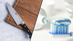 Nimm Zahnpasta und deine Messer werden scharf wie Rasierklingen! Ich habe alle Messer im Haus in 5 Minuten geschärft!